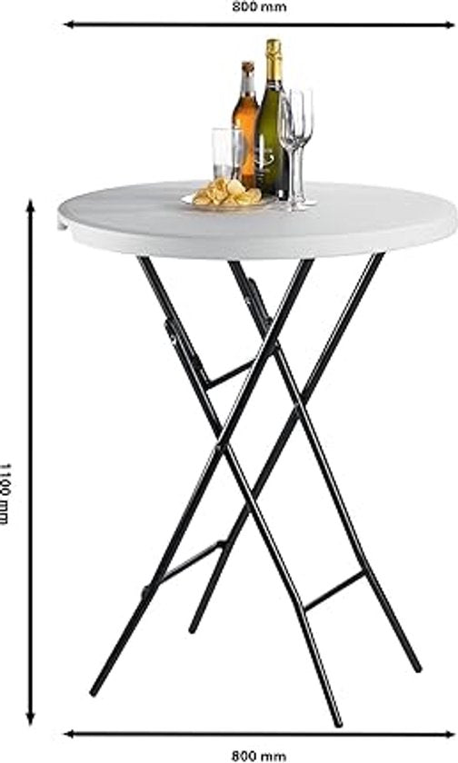 Garten – Stehtisch Weiß KD – 80 x 110 cm – Weiß & Kunststoff – Zusammenklappbar & stabil – Für Feste & Veranstaltungen