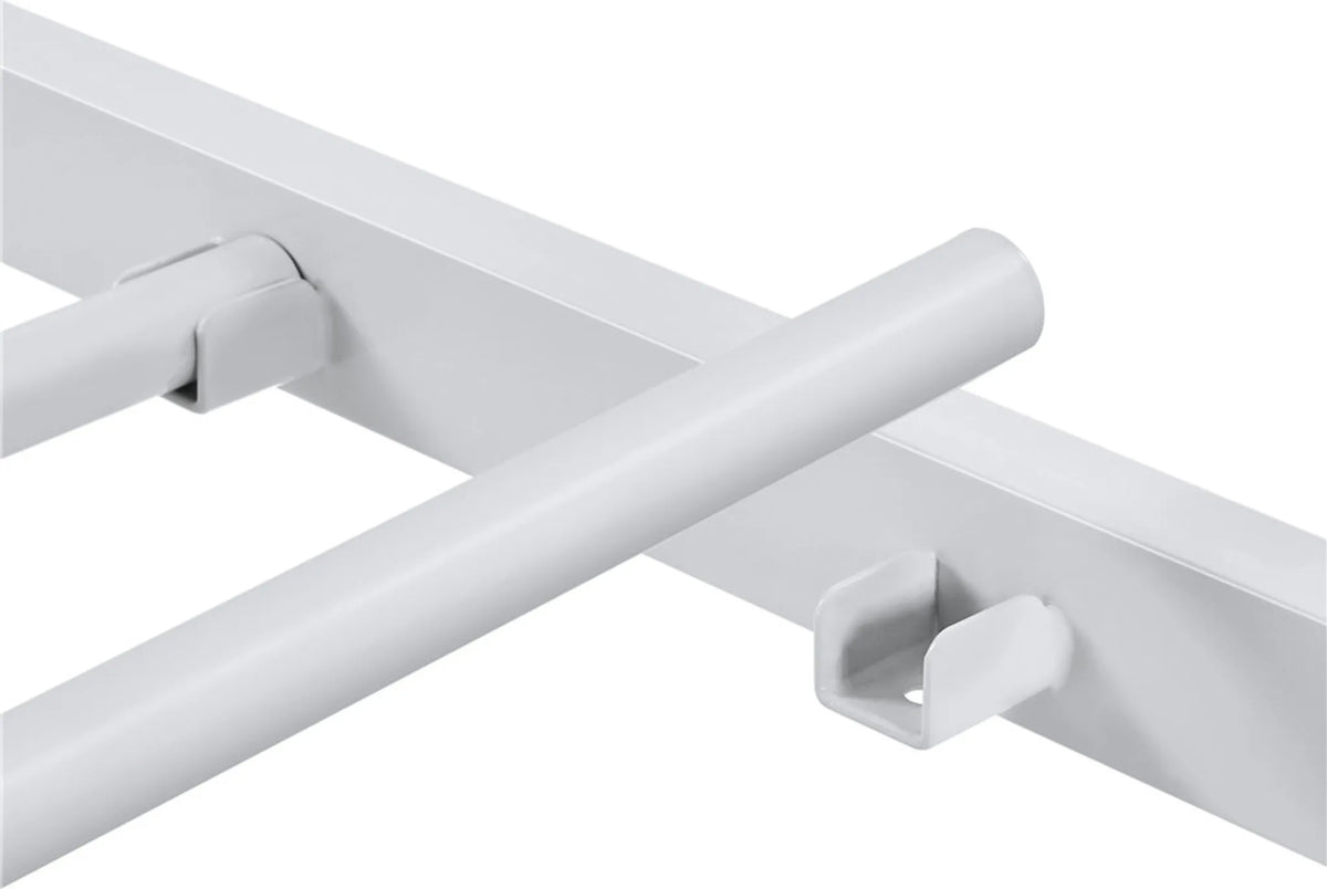 Yaheetech Metall-Bettgestell 90 x 190 cm – 196,5 x 96 x 88,5 cm – Weiß – 32 cm hoch – mit Kopfteil