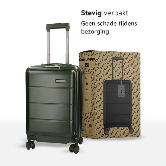 ONYXÂ® Handgepäck Koffer - Spinner-Räder - Doppeltes TSA-Schloss - Praktische Fronttasche - 35 L - 55 cm - Oliv