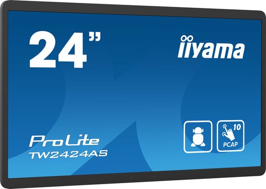 iiyama TW2424AS-B1 Digital Signage-Flachbildschirm 60,5 cm (23,8") WLAN 250 cd/m² 4K Ultra HD Schwarz Touchscreen Prozessortyp Android 24/7