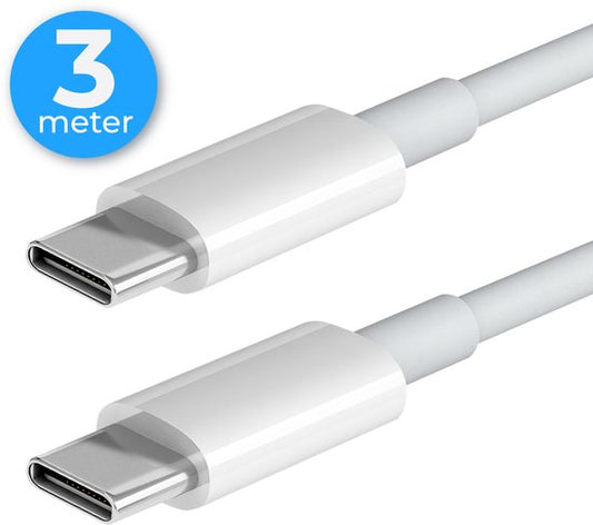 Nuvance USB-C-Kabel – 100 W – USB-C auf USB-C – 3 Meter – USB-C-Kabel – Schnellladegerät – 480 Mb/ps Datenübertragung – USB-C-Ladegerät – Weiß