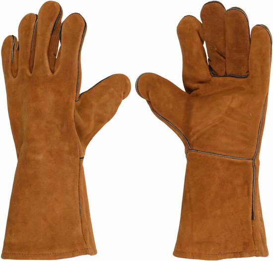 Vaggan Grillhandschuhe – Leder – kamelbraun – hitzebeständig bis 250 Grad