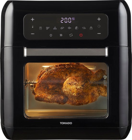 Tomado TAF1201B - Airfryer Ofen - Heißluftfritteuse - 12 Liter - 8 Programme - PFAS frei - 1500 Watt - Schwarz