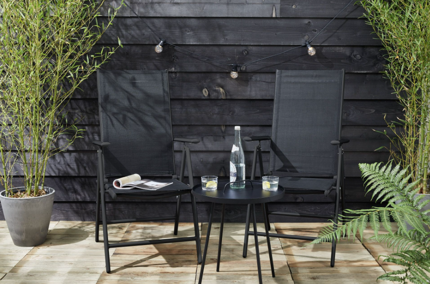 Lifa Garden 2er-Set Aluminium-Gartenstühle - Verstellbar - max 120 kg - 69 x 56 x 106 cm - Schwarz