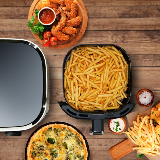 alpina Airfryer 4.5L- Heißluftfritteuse für 3 bis 4 Personen - Luftfritteuse mit einstellbarer Temperatur von 80°C bis 200°C - Timer bis zu 60 Minuten - Heißluftfritteuse 1450W - Schwarz