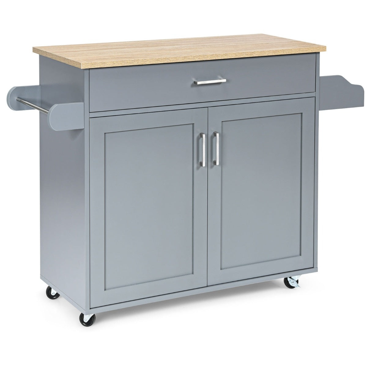 Coast Kücheninsel Auto rollender Lagerwagen großer Schrank 116 x 40 x 85 cm grau + natur