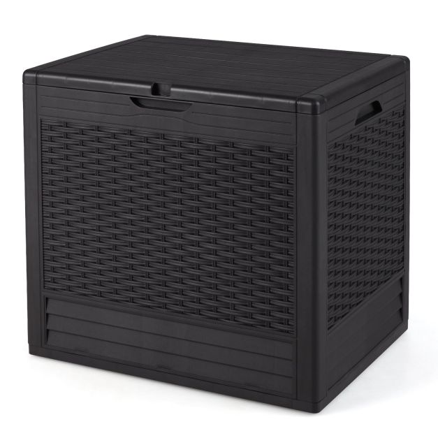 Coast - 96 L Storage Box Outdoor Cushion Box - PP Material - 96L Fassungsvermögen - Wetterfest - Rattan Muster - Abschließbarer Deckel - Multifunktional (Beistelltisch/Sitzplatz) - Braun
