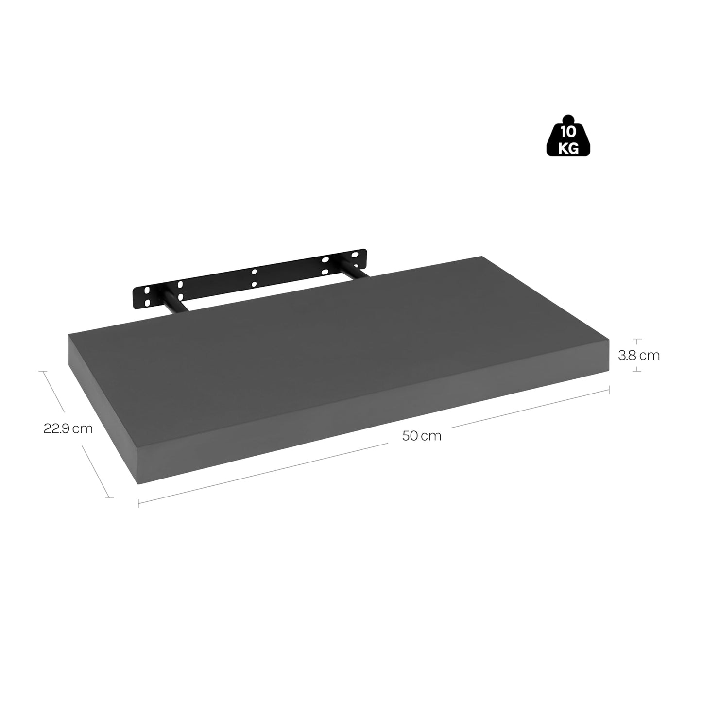 WOLTU RG9368dgr – Schwebendes Wandregal – MDF mit PVC-Furnier – Dunkelgrau – 50 x 23 x 3,8 cm