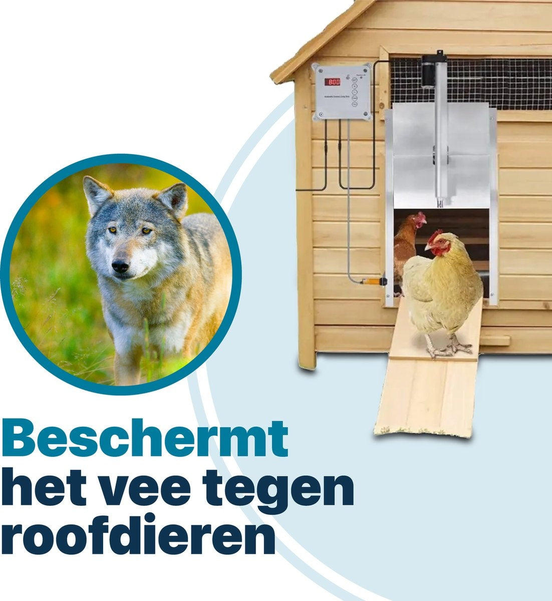 Automatische Hühnertür - Mit Infrarotsensor - Automatische Hühnerklappe - Stallöffner für Hühner