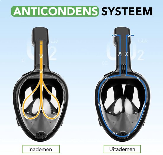 Travelhawk Schnorchelmaske - Erwachsene S/M - Schnorchelset Schwarz - Schnorchelmasken - Vollgesichtstauchmaske - Taucherbrille mit Schnorchel - Schnorcheln und Tauchen