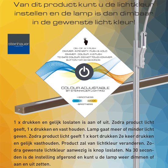 Stehleuchte Zenith LED 1477ZW schwarz, Höhe 185 cm, Material Kunststoff und Metall, schwenkbar, Steinhauer Exclusive