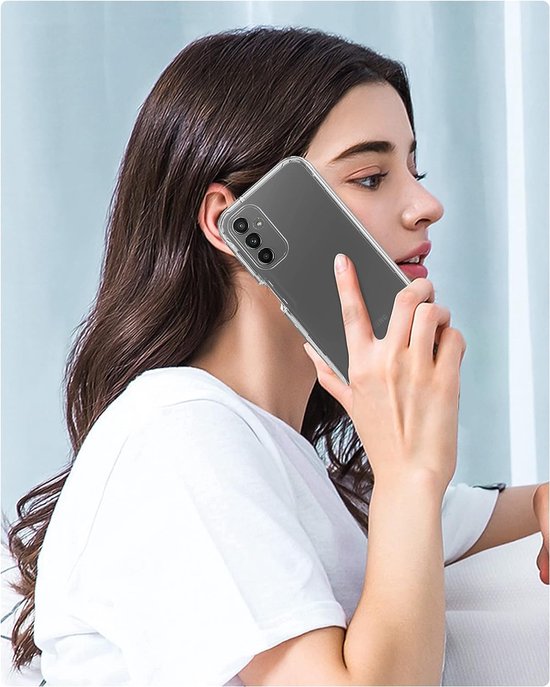 Podec 2-in-1-Hülle mit Displayschutzfolie, passend für das Samsung Galaxy A14 – Transparente Handyhülle – Stoßfeste Schutzhülle