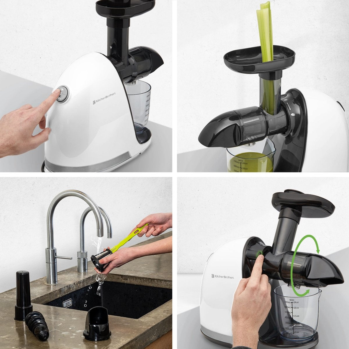KitchenBrothers Slowjuicer - Entsafter - 700ml - Weiß
