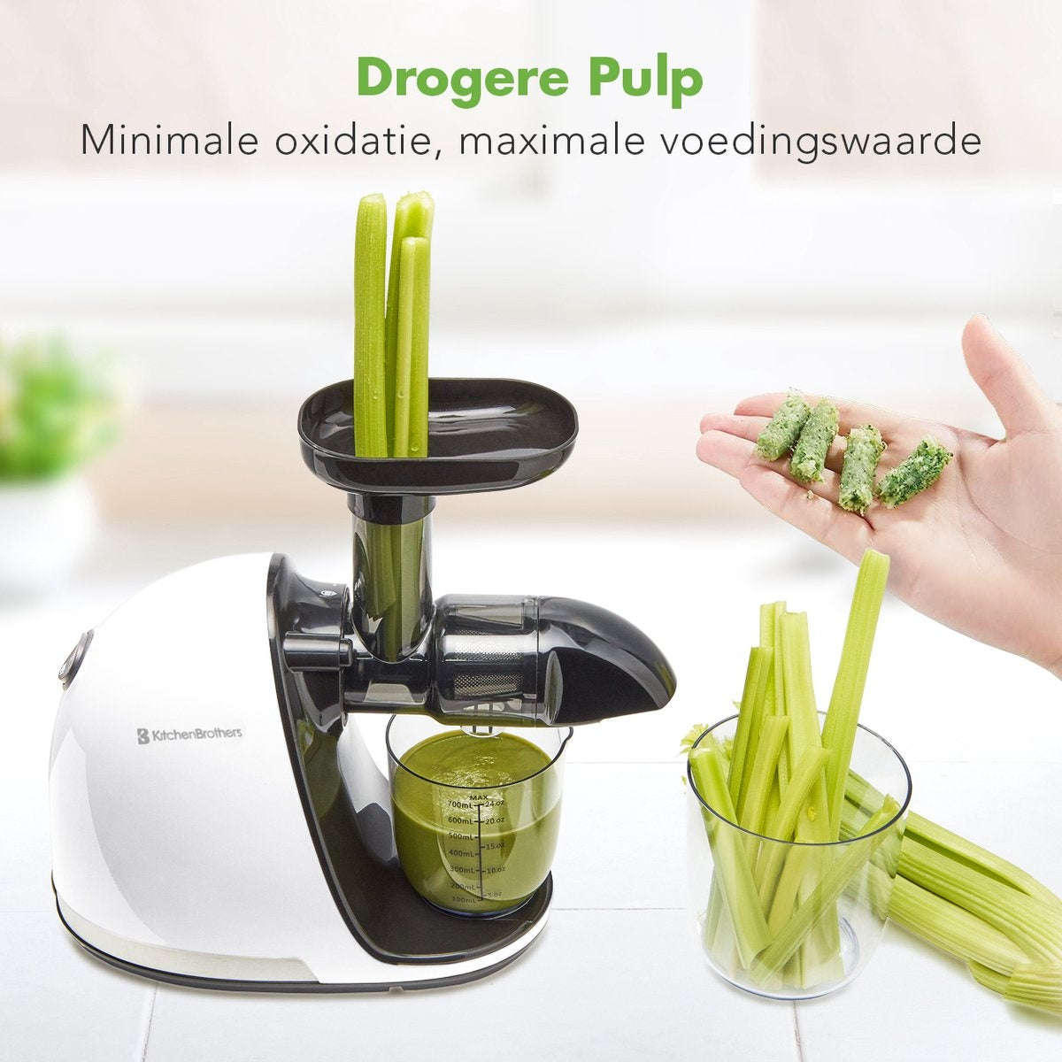 KitchenBrothers Slowjuicer - Entsafter - 700ml - Weiß
