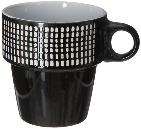 Secret de Gourmet Kaffeetassen/Becher Artista – 6 Stück im Metallständer – Keramik – glänzende Oberfläche – 260 ml – 8 x 9 cm
