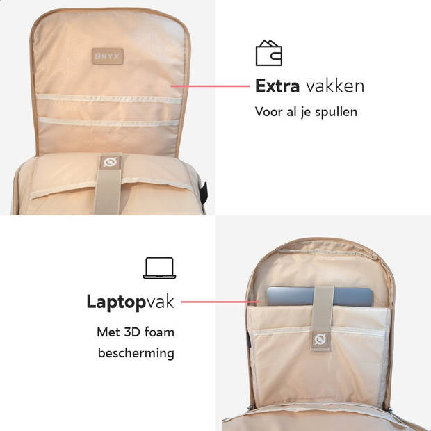 ONYX Rolltop Rucksack 25 bis 40L - Mit Laptopfach - Verstellbarer Rucksack - Reisetasche - Wasserdicht und strapazierfähig - Sand
