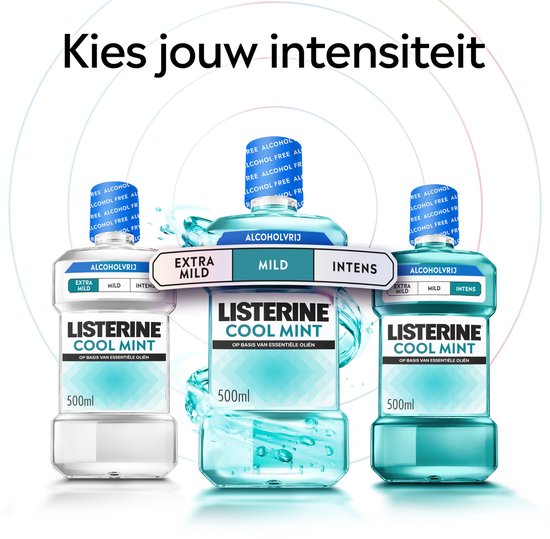 Listerine Cool Mint Mild Mundspülung, mit ätherischen Ölen, gegen Mundgeruch und Zahnbelag, milder Minzgeschmack, 1 l
