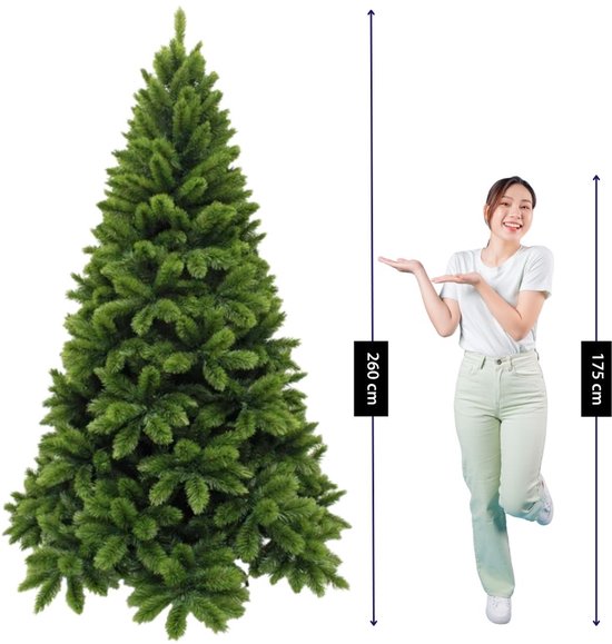 Triumph Tree Tsuga Weihnachtsbaum – Volles und natürliches Aussehen mit 1502 Zweigen – Weihnachtsdekoration für den Innenbereich – Kunstbaum, einfach und schnell aufstellbar – Grün, H 260 x Ø 160 cm
