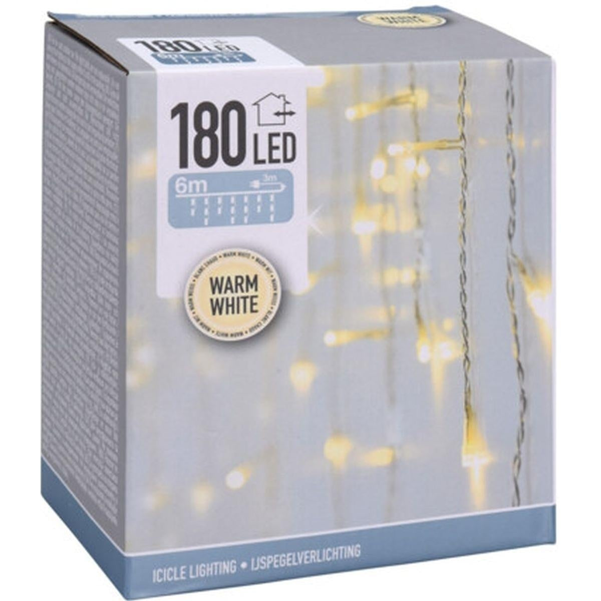 Eiszapfenbeleuchtung – 180 LEDs – 6 m – Warmweiß – Weißes Kabel