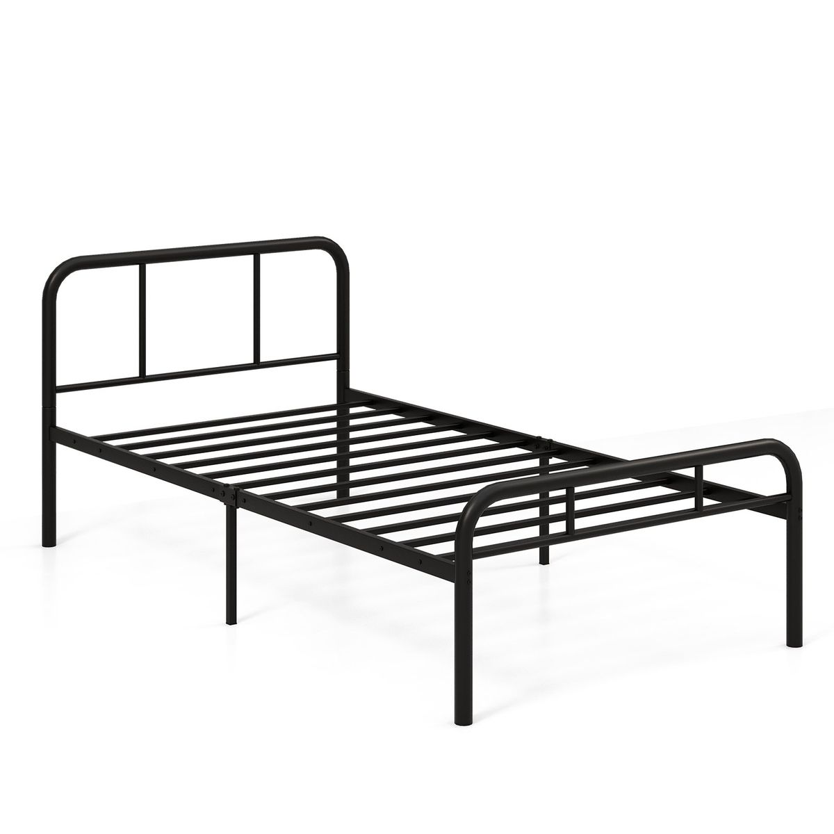 Coast Einzelbett – Bettgestell aus Metall – Kopf- und Fußteil – 90 x 200 cm – Schwarz