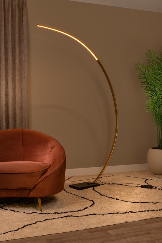 Lucide CURVE – Bogenlampe – LED, dimmbar – 1x15 W, 2700 K – Mattgold / Messing