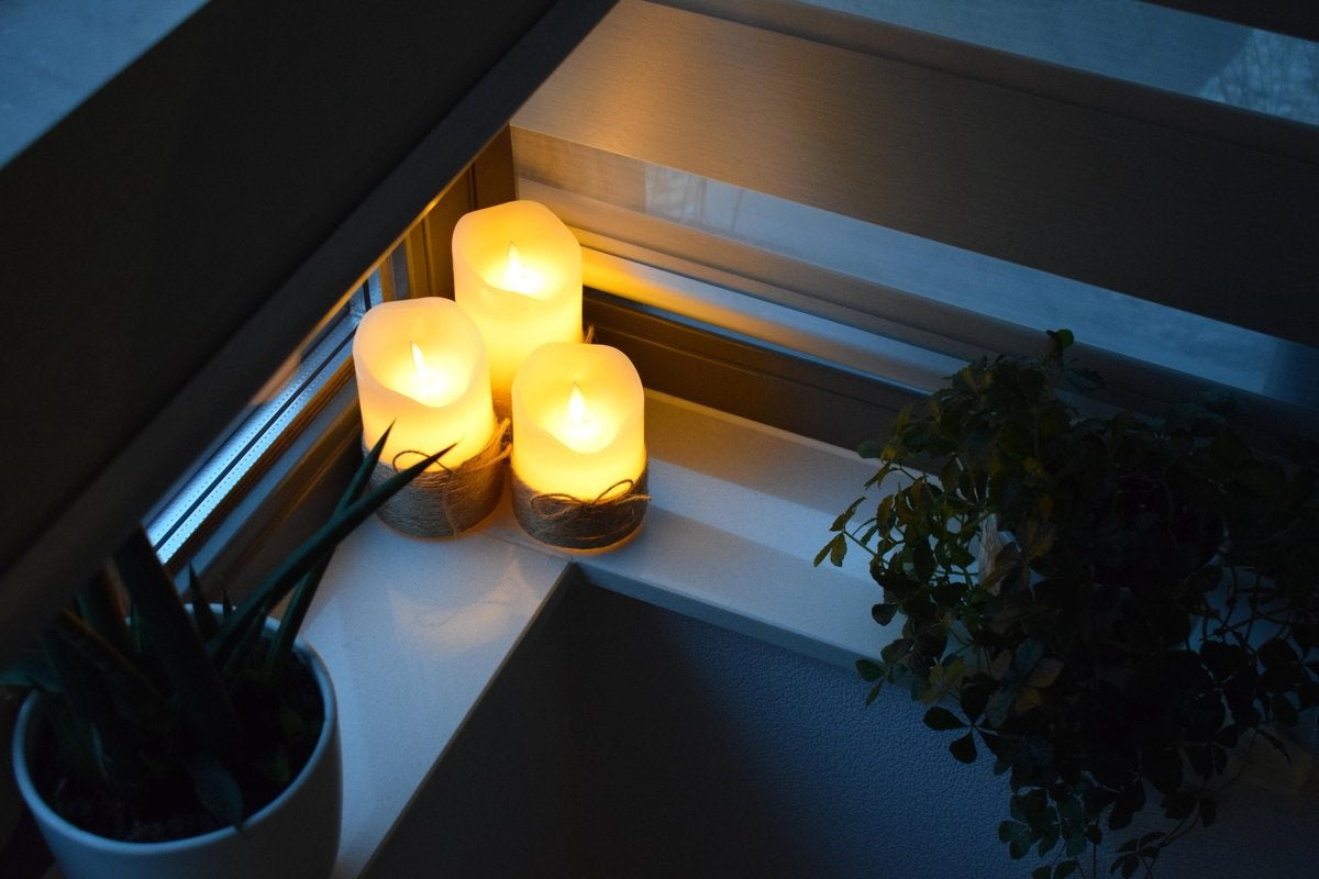 O'DADDYÂ¬Ã† LED-Kerzen mit beweglicher Flamme - Set in 3 Größen 10+12,5+15cm 8d - Mit Timer und Dimmfunktion - LED-Kerzen mit Fernbedienung - Seil