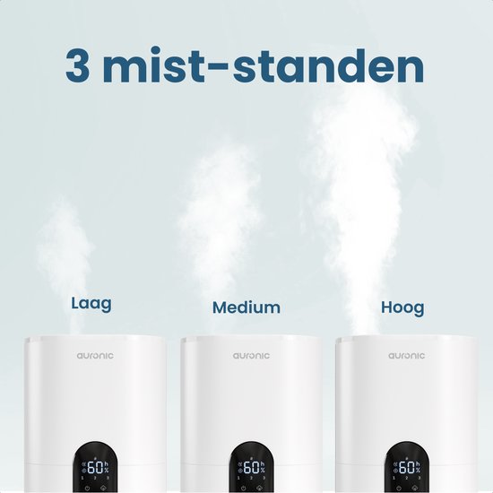 Auronic Luftbefeuchter - 4 Liter - 40m2 - Geeignet für Wohnzimmer, Büro, Schlafzimmer, Babyzimmer und mehr - Mit Aromatherapie - BPA-frei - Weiß