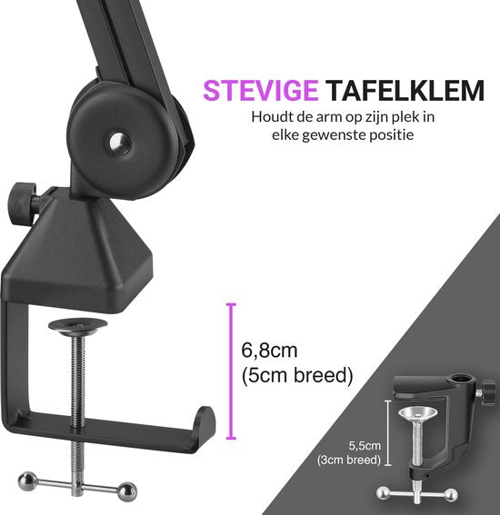 Sensic SA 10 Mikrofonarm mit Poppfilter - Mikrofonständer - Auslegerarm - Stativ - Extra lang