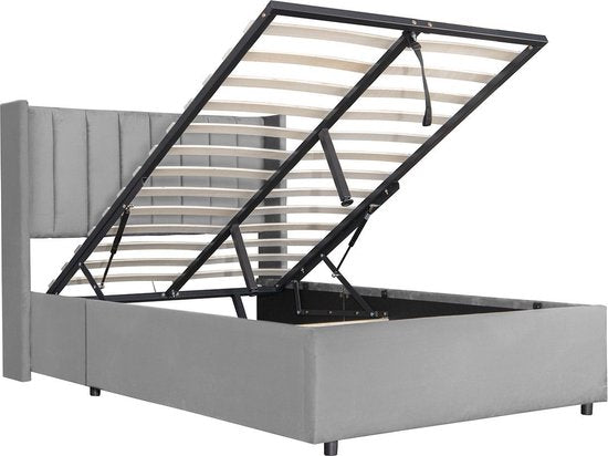 Polsterbett Savona - 200 x 140 cm - Hellgrau - Inkl. Bettkasten