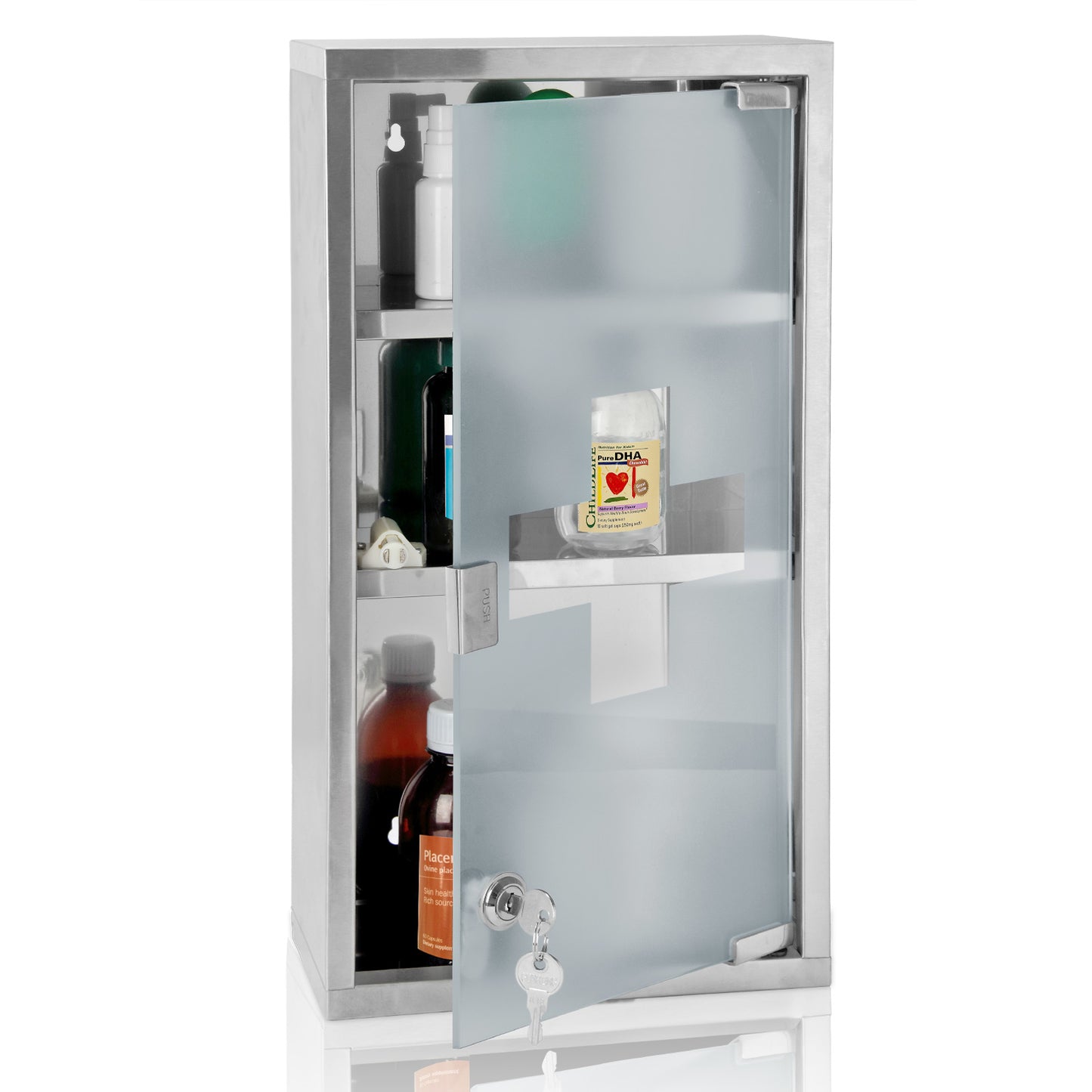 Deuba Medizinschrank groß mit Schloss - 48,5cm x 25cm x 12cm
