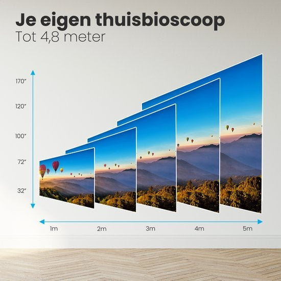 Auronic - Beamer - 10.000 Lumen - WiFi - 170-Zoll - Full HD - Fernbedienung & Tragetasche - Weiß