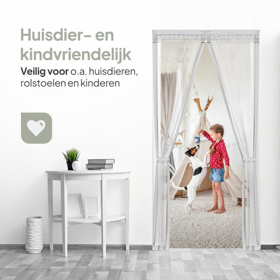 O'DADDY Türvorhang Deluxe FIBER - Magnetischer Fliegenvorhang - Für Neubauten und Standardtüren - Einfache Installation - Weißes Horn - 92x210 cm