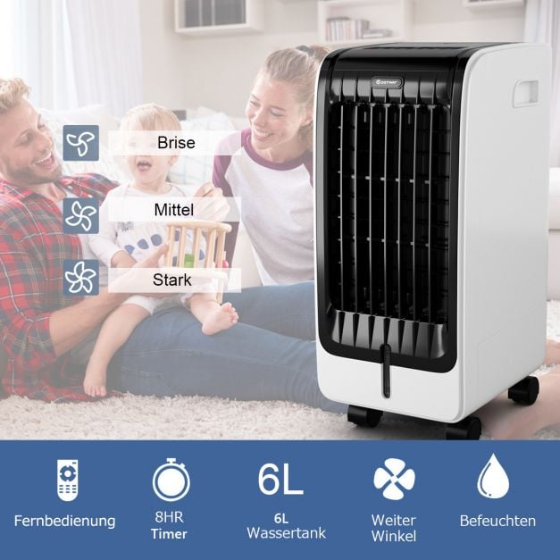 Coast 3-in-1 mobiler Luftkühler 75 W – 6 l – 32 x 25 x 57 cm – Schwarz und Weiß