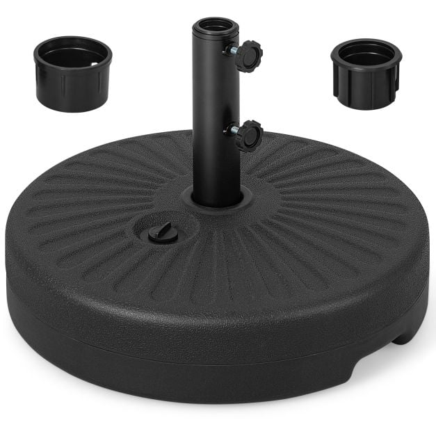 Coast Sonnenschirmständer, befüllbar, 19,5 l – Sonnenschirmständer für Ø 38/48 mm – Befüllbar mit Wasser oder Sand – Schwarz