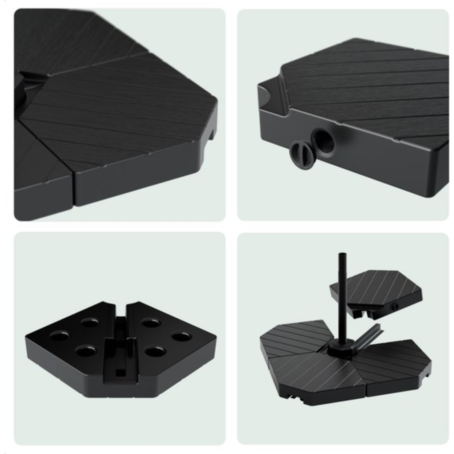 Lifegoods Sonnenschirmfliesen - 4er Set - 50x50x11 cm - Befüllbar bis 145 kg - Dunkelgrau/Schwar