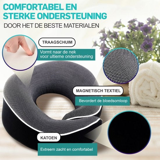 MiRi Nackenkissen -ã€Luxeã€‘Reisekissen - Nackenstütze - Memory Foam - Schwarz - Ergonomisch - Flugzeug/Auto/Heimbüro