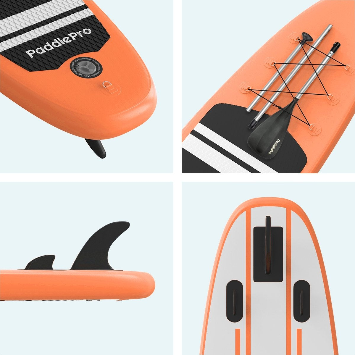 LifeGoods SUP Board - Aufblasbares Paddle Board - Komplettset - Max. 135KG - 320x81cm - Orange