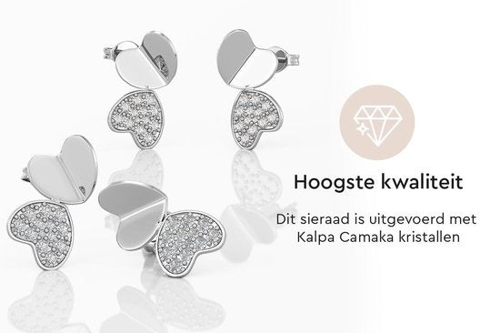 Yolora Damen Ohrringe Herz - Kalpa Camaka Kristalle - Silber - 18K Weißgold vergoldet - Damen Ohrstecker Silber - Schöne Geschenkverpackung - Exklusive Geschenkbox - Geschenk zum Muttertag