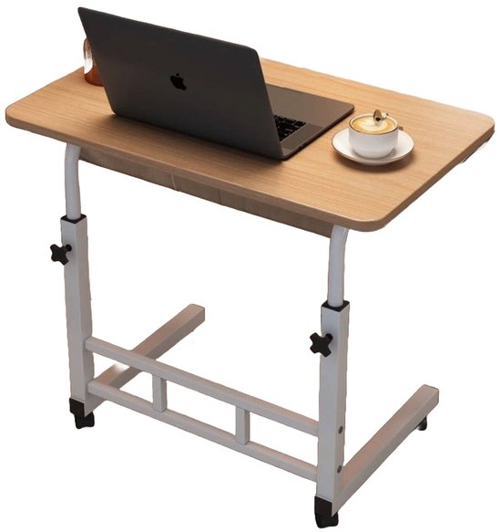 Laptoptisch - Verstellbar - Mobiler Betttisch - 80x40 cm - Mobiler Beistelltisch - Holzoptik