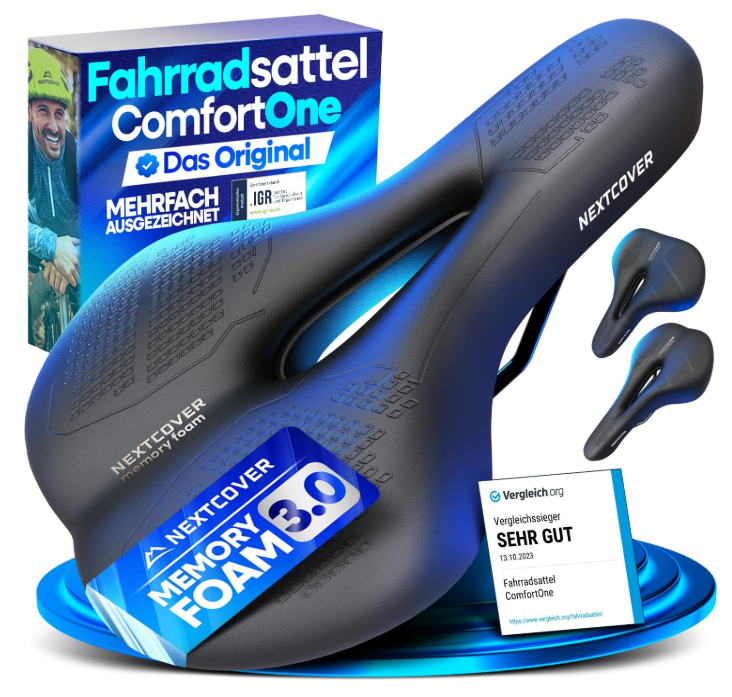 NextCover Fahrradsattel – Schwarz – 26 x 18 x 10 cm – Memory-Schaum, ergonomisch