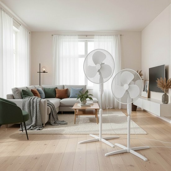 Inventum VST400W – Standventilator – 3 Geschwindigkeitsstufen – Ø 40 cm – 80° Schwenkbereich – höhenverstellbar – Weiß
