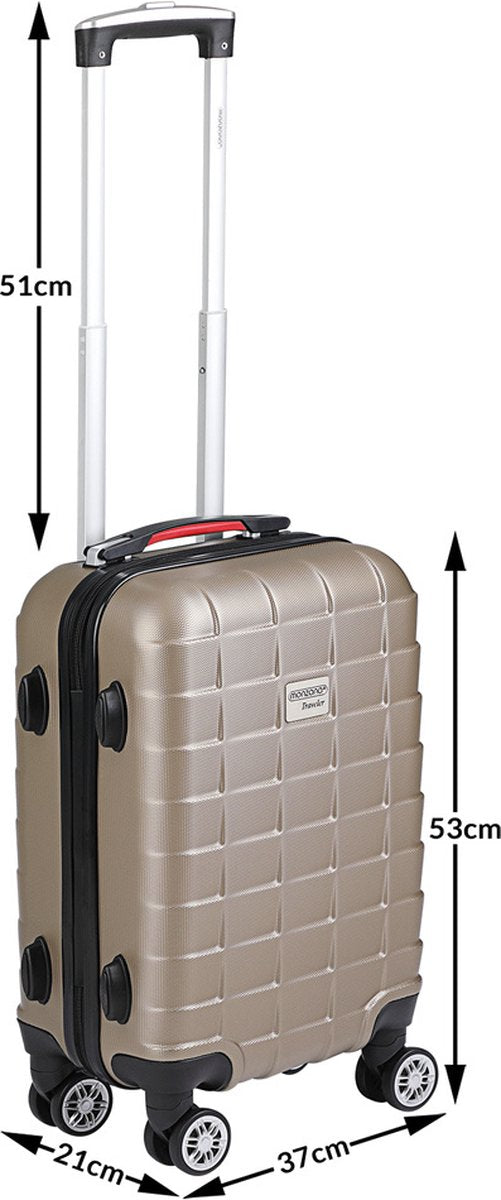 Monzana Exopack Handgepäckkoffer 41 Liter – 53 x 37 x 21 cm – Hartschalenkoffer mit TSA-Schloss und 4 Doppel-Lenkrollen – Champagner