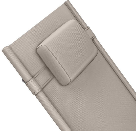 tectake® Liege Taya - Ergonomische Liege für Garten, Terrasse, Balkon - Relaxsessel mit Wippfunktion - Gartenstuhl mit bequemen Armlehnen, Kopfstütze und Ablagefach - wetterfest und wasserabweisend - 120kg Tragkraft - Beige