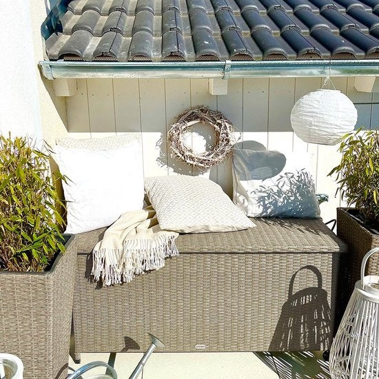 Casaria Aufbewahrungsbox - Wetterfest 122x56x61cm 360L - Creme