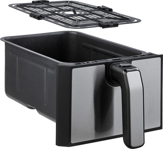 Inventum GF800HLD - Doppel-Luftfritteuse - Heißluftfritteuse - 2 x 4 Liter - 8 Programme - Duale Kochfunktion - 80 bis 200 Grad - PFAS frei - 1700 Watt - Schwarz/RVS