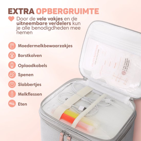 Vulpes Goods BabyCare Pumpentasche – Kühltasche für Milchpumpe & Muttermilch – Inkl. Kühlakku – Grau