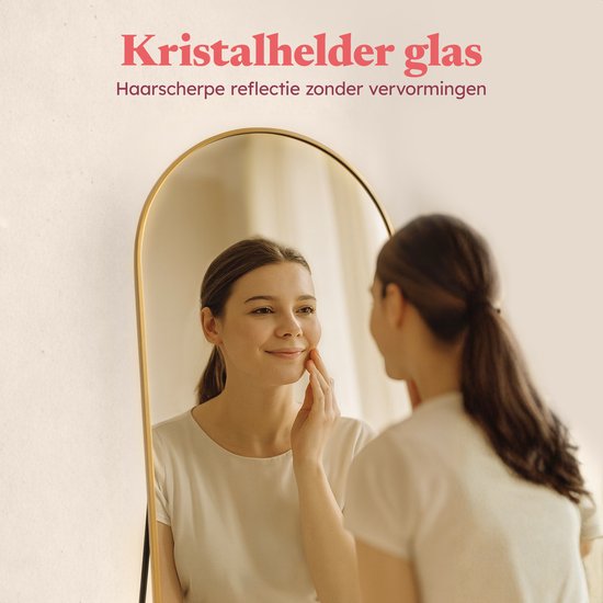 Fraay Pass Mirror 160x55cm - Stehend & hängend - Minimalistischer Wandspiegel - Stehspiegel - Gebürstetes Gold
