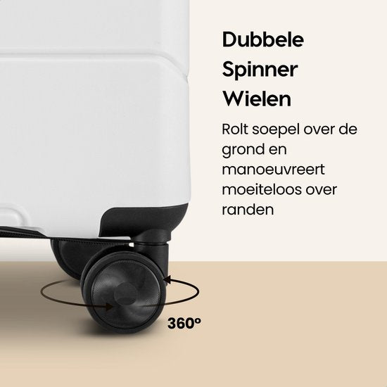 SKYCASES Urban Adventurer - Handgepäckkoffer - Zahlenschloss - 44L - Spinner-Räder - Reisekoffer mit Gepäckschloss - leichter Trolley - Weiß