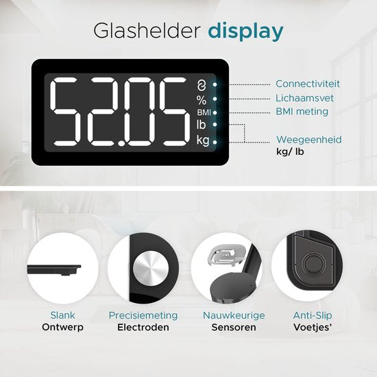 e.volve Waage Personenwaage Digital - 20x - Schwarz - Intelligente Waage mit Körperanalyse - Präzisionswaage - inkl. App