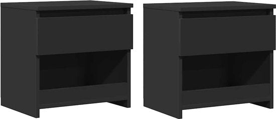 vidaXL – Nachttische – 2er-Set – 40 x 30 x 39 cm – bearbeitet – Holz – schwarz